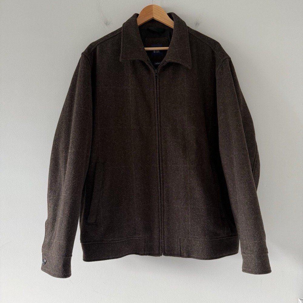 Vintage Gap Wool Blend Quilted Full Zip Bomber Jacket Brown Mens Large Y2K